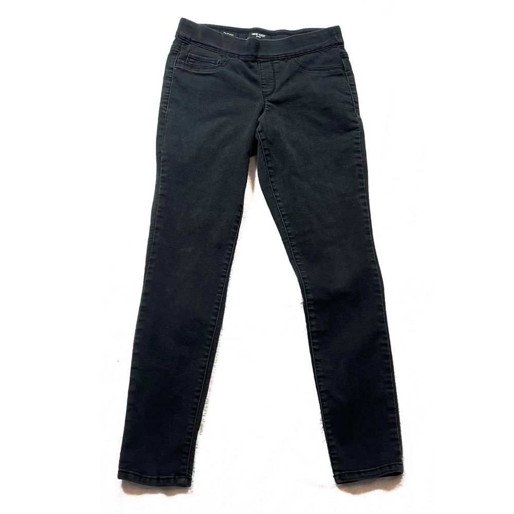 Nine West Pull On Skinny Jeans Jeggings Mid Rise Solid Black Size 6 Pockets